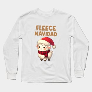 Fleece Navidad Cute Christmas Sheep Long Sleeve T-Shirt